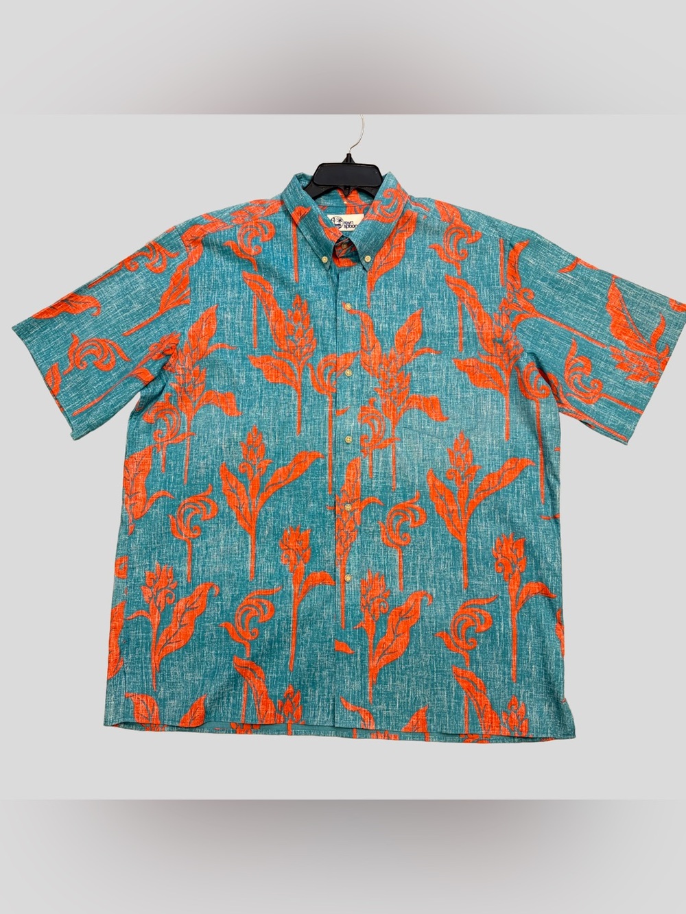 Reyn Spooner Hawaiian Shirt Blue Floral Reverse Print Aloha Korea XXL 2XL